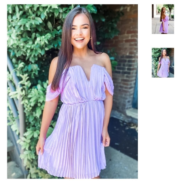 DO+BE Lavender Purple Pleated Strapless Dress - Picture 3 of 16